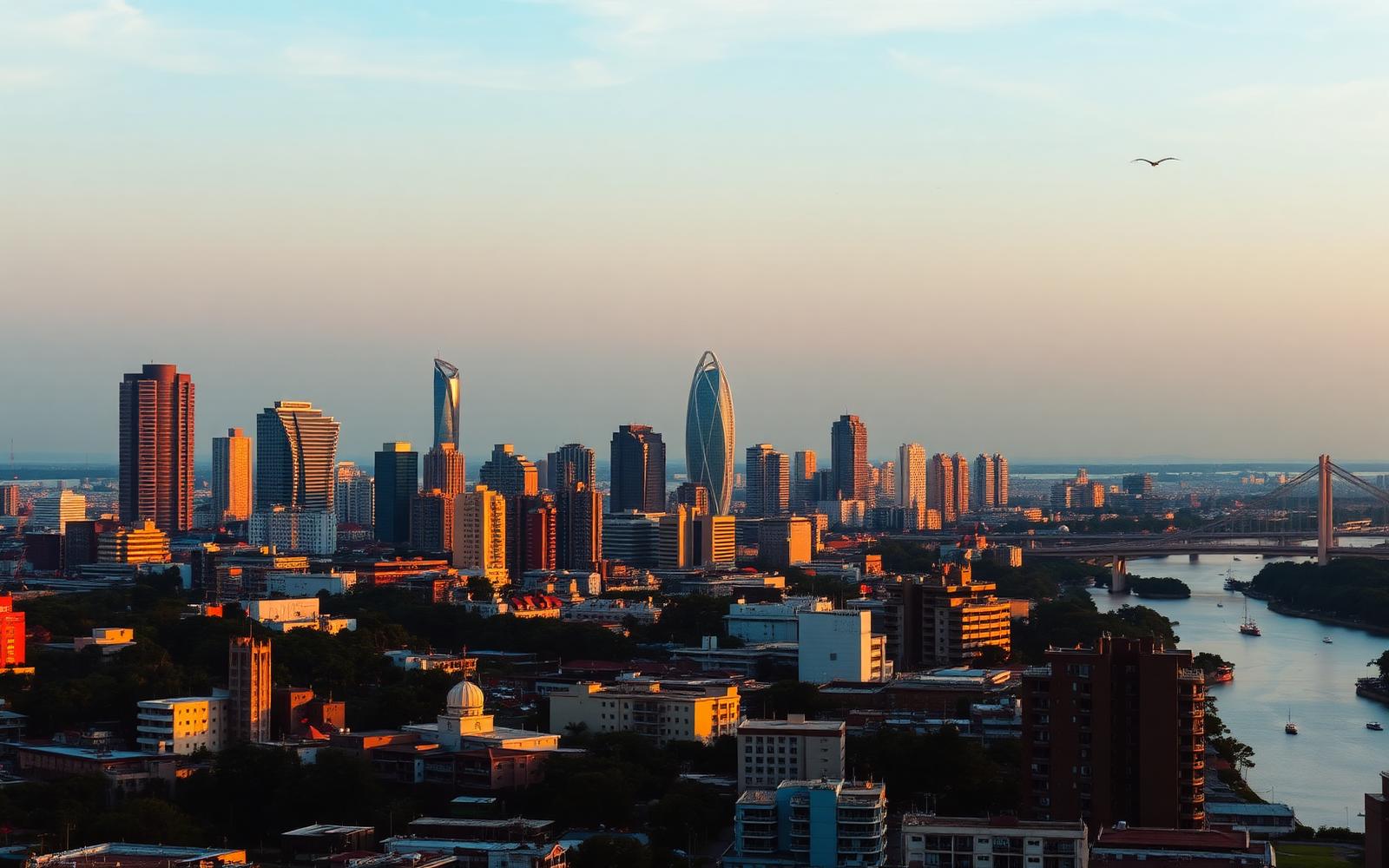 Lagos skyline at golden hour
